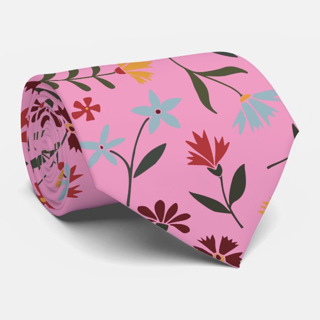 Blommönstret Rosa för elegant vattenfärg Slips (Rullad)