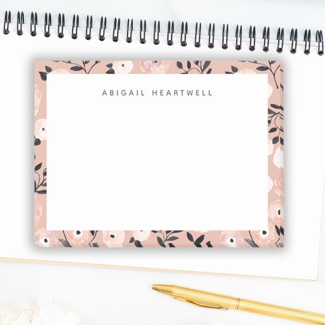 Blommönstret  Rosa Lägg till ditt namn Post-it Block (Skapare uppladdad)