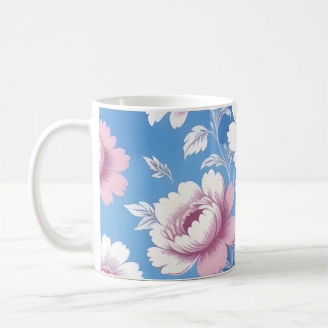 blommönstret rosa peony kaffemugg (Vänster)