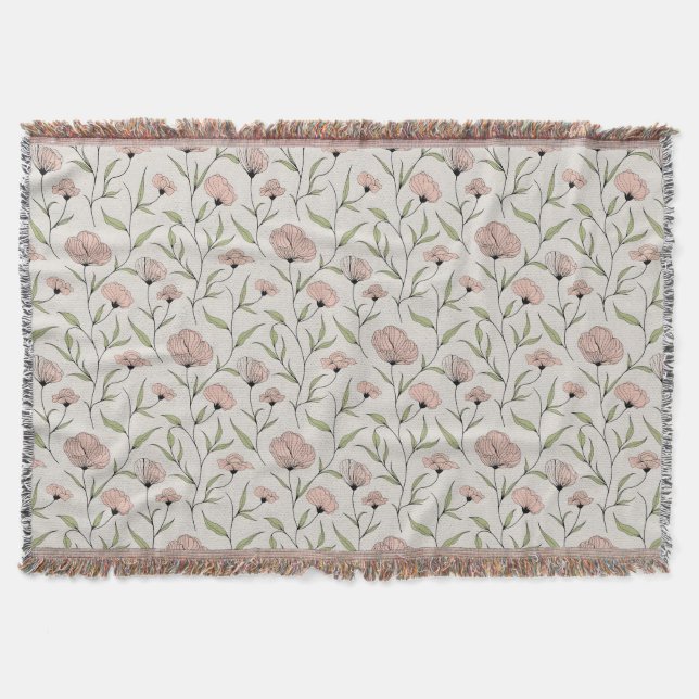 Blommönstret  Rosa Poppies för elegant Filt (Framsidan)