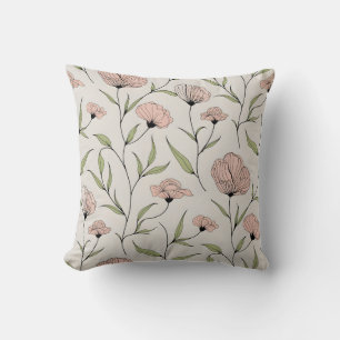 Blommönstret Rosa Poppies för elegant Kudde