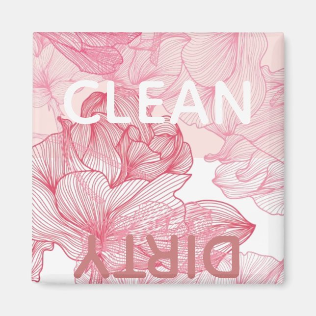 blommönstret "rosa", ren smutsig diskmaskin magnet (Framsidan)