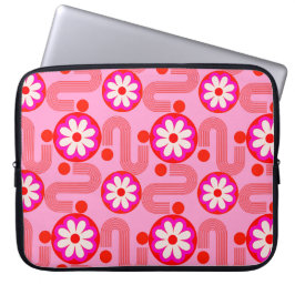 Blommönstret rosa Retro Flowers Mid Century Laptop Fodral