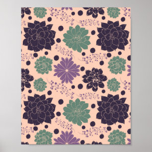 Blommönstret rosa Succulents Poster
