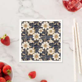 Blommönstret royal Blue Play Beige Pappersservett