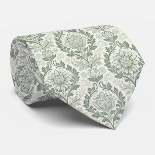 Blommönstret Sage Grönt Slips