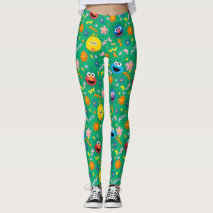 Blommönstret Sesame Street Grönt Leggings