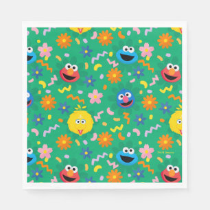 Blommönstret Sesame Street Grönt Pappersservett