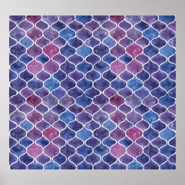 Blommönstret Sömlöst vattenfärgsviolett Poster (Framsidan)