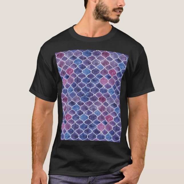 Blommönstret Sömlöst vattenfärgsviolett T Shirt (Framsida)