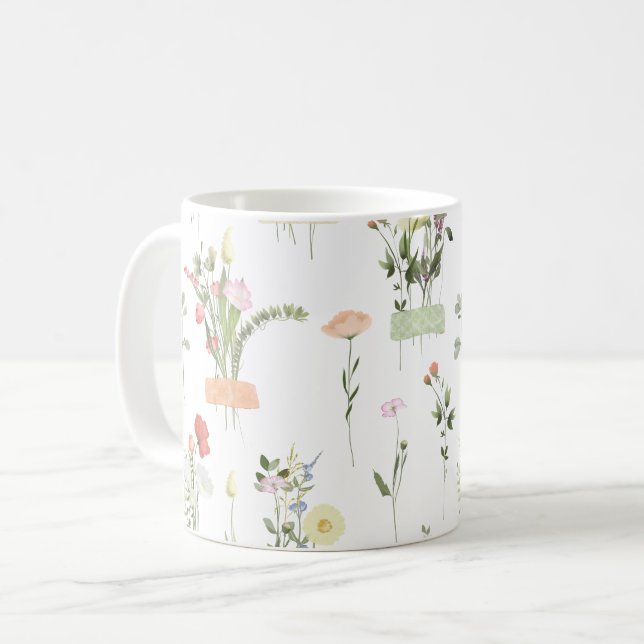 Blommönstret söt Wildblommor Kaffemugg (Framsida vänster)