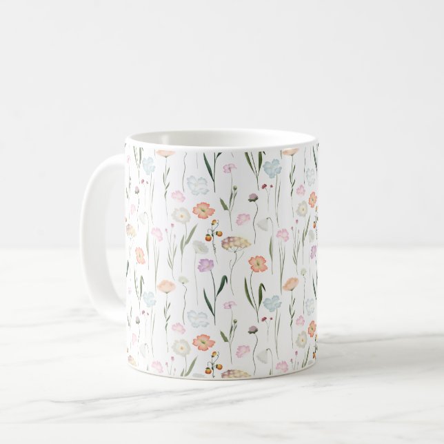 Blommönstret söt Wildblommor Kaffemugg (Framsida vänster)