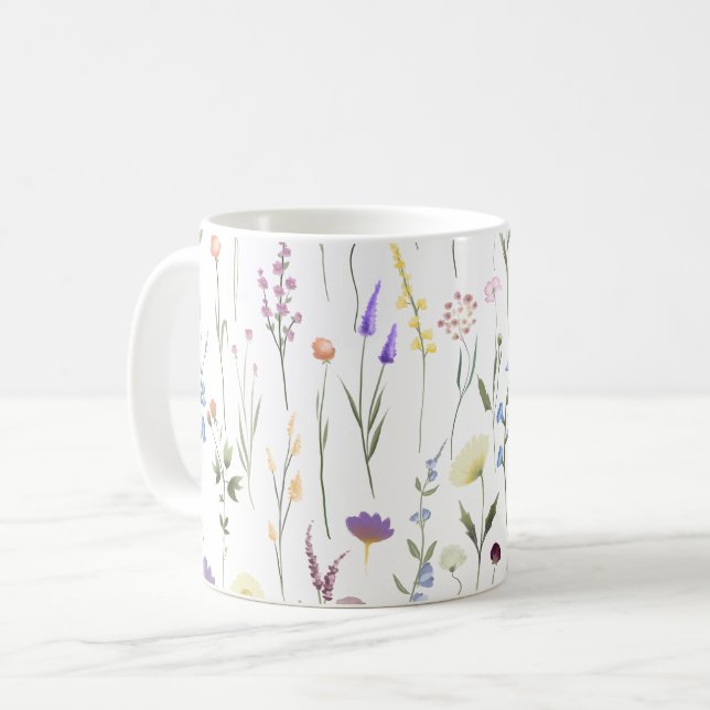 Blommönstret söt Wildblommor Kaffemugg (Framsida vänster)