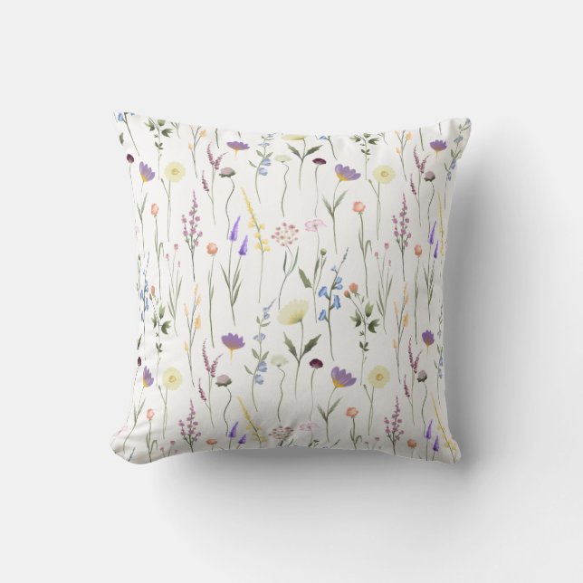 Blommönstret söt Wildblommor Kudde (Framsida)