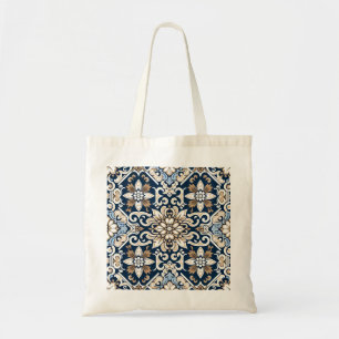 Blommönstret Stunning Blue och Brown Batik Tygkasse