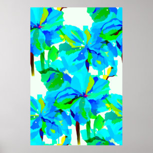 Blommönstret Sublime Himalayan Poppy Aqua Grönt Poster