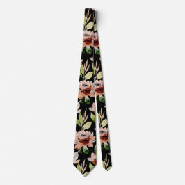 Blommönstret Svart Blommar vattenfärg Slips