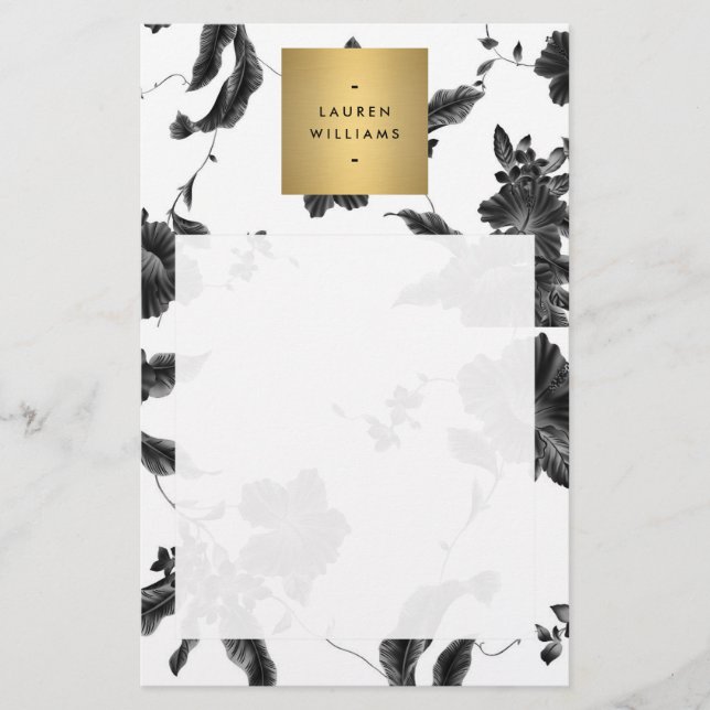 Blommönstret Svart vintage tomt Flygblad (Framsidan)