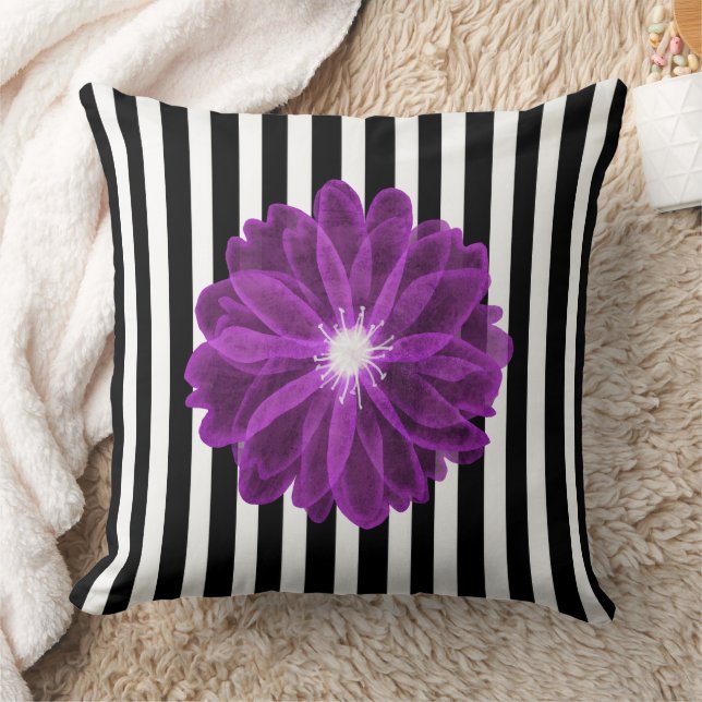 Blommönstret Svartvit Rand Xray Flower Kudde (Filt)