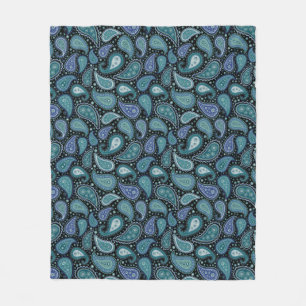Blommönstret Teal Blue Paisley Fleecefilt