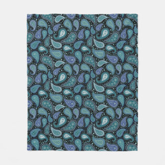 Blommönstret Teal Blue Paisley Fleecefilt