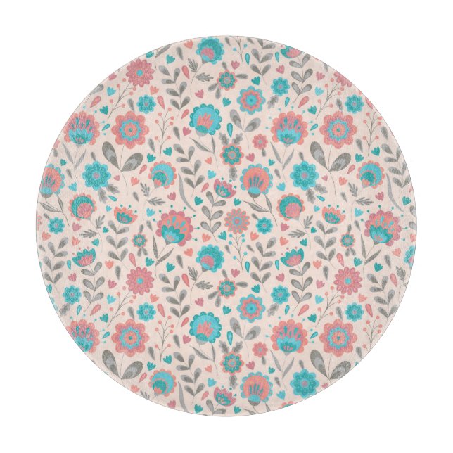 Blommönstret Teal & Coral PeopleArt (Framsidan)