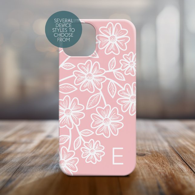 Blommönstret Teckning vid  Rosan (Personalized Phone Case with Custom Text and Trendy Design)