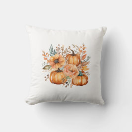 Blommönstret thanksgiving Watercolor Pumpkin Kudde