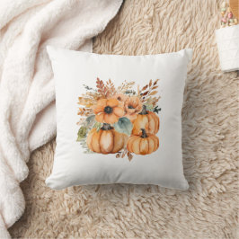 Blommönstret thanksgiving Watercolor Pumpkin Kudde