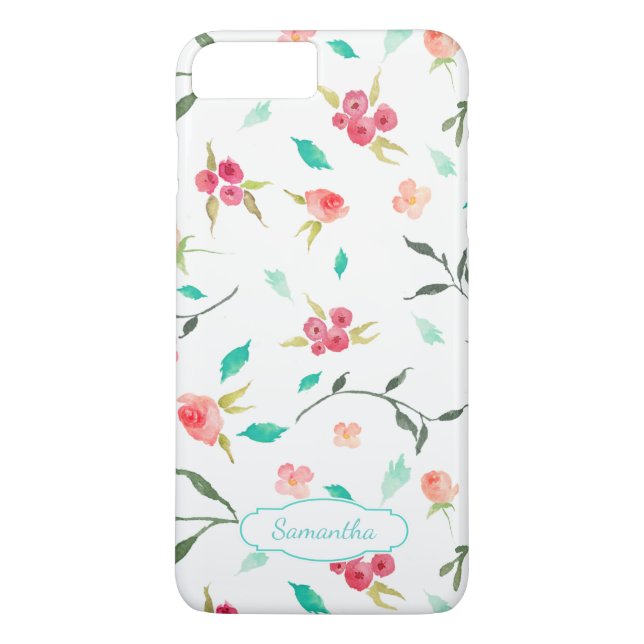 Blommönstret Tiny Watercolor med Namn Case-Mate iPhone Skal (Baksida)