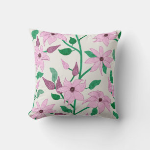 Blommönstret Trading Rosa Clematis Watercolor  Kudde
