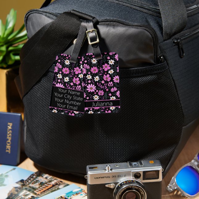 Blommönstret trendig bagagebricka (Fram & Baksida)