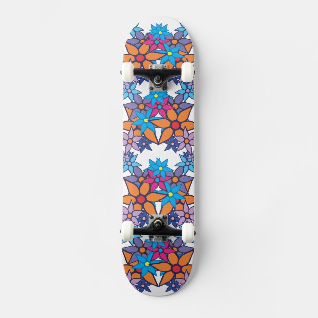 Blommönstret trendig mini skateboard bräda 18,7 cm (Framsida)