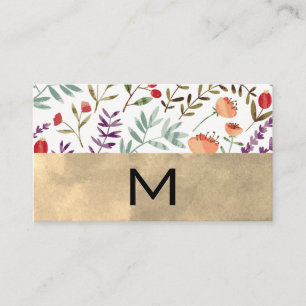 Blommönstret trendig Monogram Visitkort