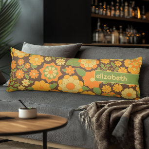 Blommönstret trendig Retro med namn-blocket Kroppskudde