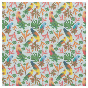 Blommönstret Tropical Birds Pastel Tyg