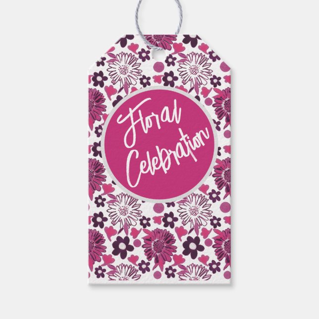 Blommönstret Unik Snyggt Presentetikett (Framsidan)