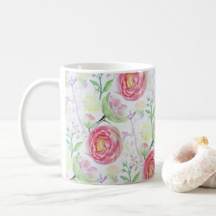 Blommönstret Vackert och modernt vattenfärgat Kaffemugg