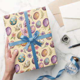 Blommönstret Vår Pastel med färgade Påskägg Presentpapper