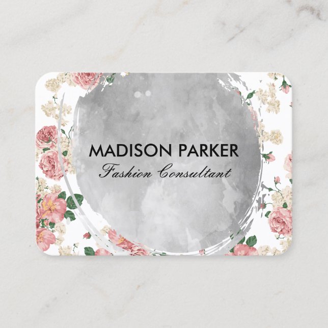 Blommönstret vatten Färg Brushed Vintage Visitkort (Framsida)