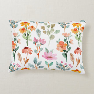 Blommönstret Vattenfärg - Rosa & Lila blommor Prydnadskudde