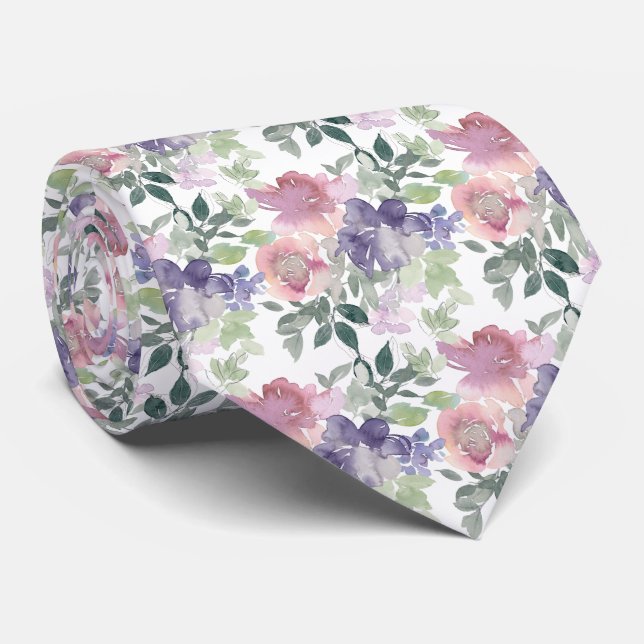Blommönstret Vattenfärg Slips (Rullad)