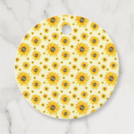 Blommönstret Vattenfärg Solblommor Gåvor Etiketter