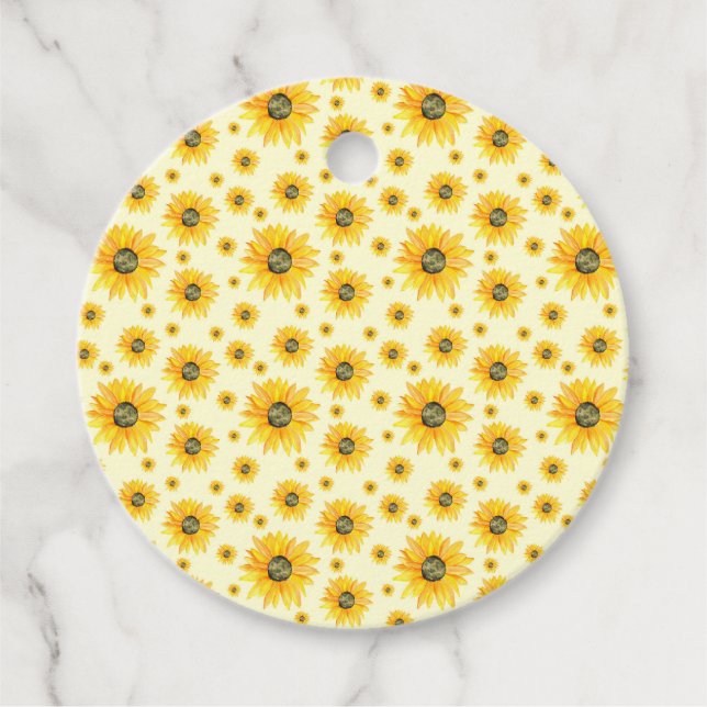Blommönstret Vattenfärg Solblommor Gåvor Etiketter (Framsida)