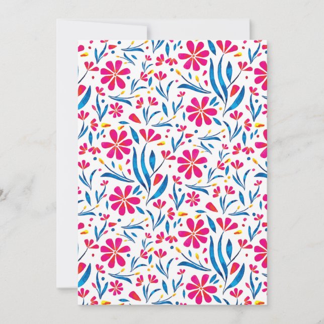 Blommönstret Vattenfärgförstärkning Julkort (Framsida)