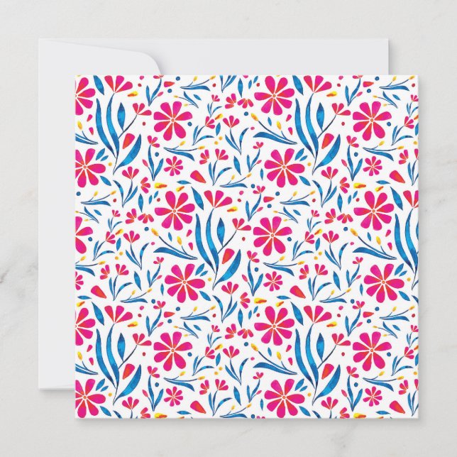 Blommönstret Vattenfärgförstärkning Julkort (Framsida)