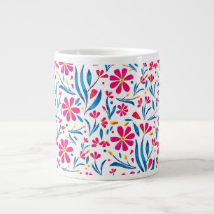Blommönstret Vattenfärgförstärkning Jumbo Mugg