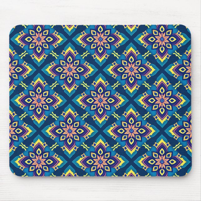 Blommönstret Vibrant Geometric Boho Musmatta (Framsidan)
