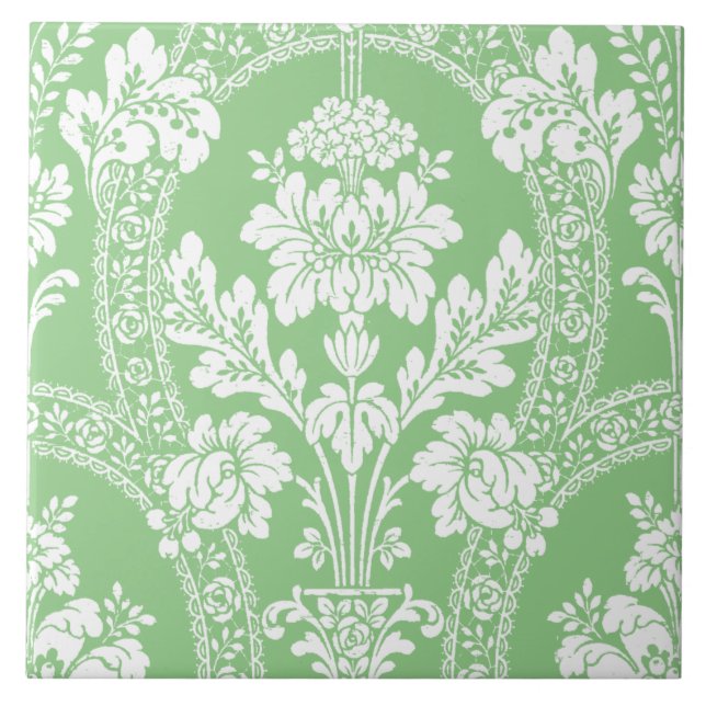 Blommönstret Victorian Era Damask Kakelplatta (Framsidan)