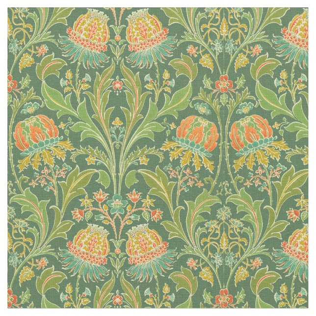 Blommönstret vintage Art nouveau Tyg (Närbild)